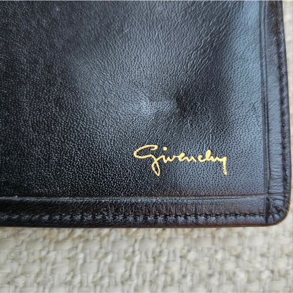 Vintage Givenchy Luxury Black Leather Bifold Wall Gv3 Collection - Picture 8 of 14